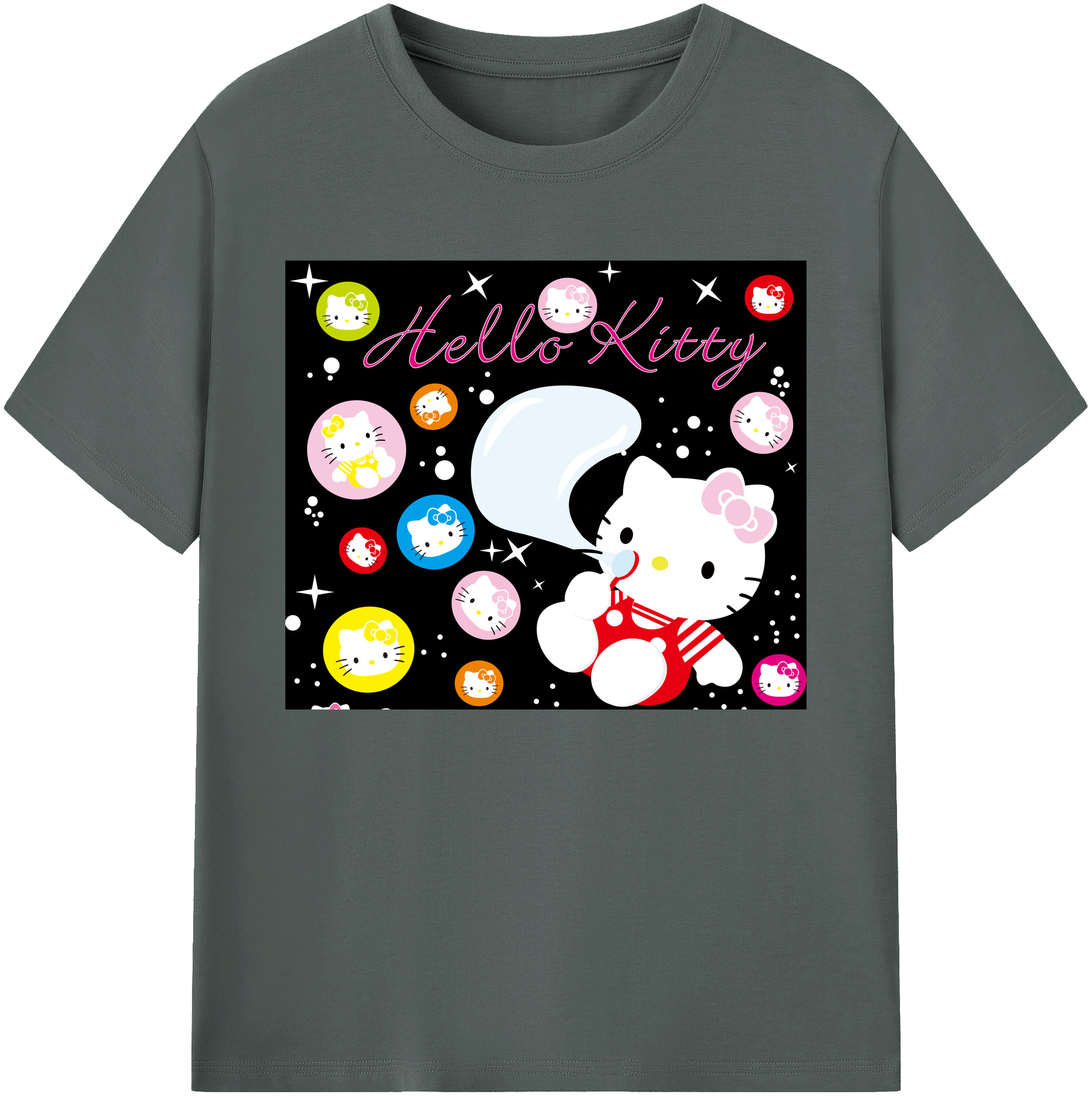 （画像用） Hello Kitty ハローキティ 綿100％ メンズ半袖Tシャツ｜肌触りやわらか＆通気性